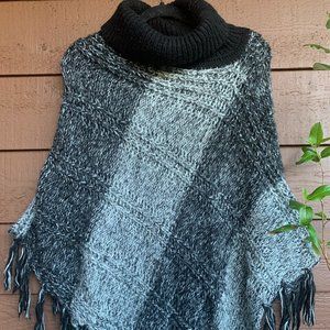 Black striped knit Poncho